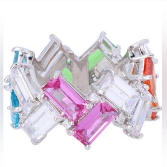 NWT Kurt Geiger Multi Color Rhinestone Ring - Picture 4 of 11